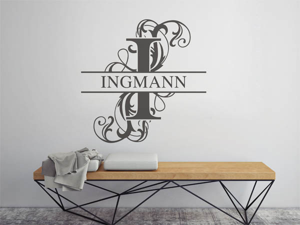 Wandtattoo verschnörkeltes I mit Ingmann