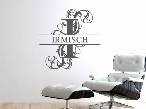 Wandtattoo verschnörkeltes I mit Irmisch