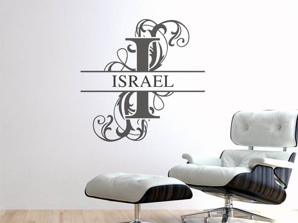 Wandtattoo verschnörkeltes I mit Israel