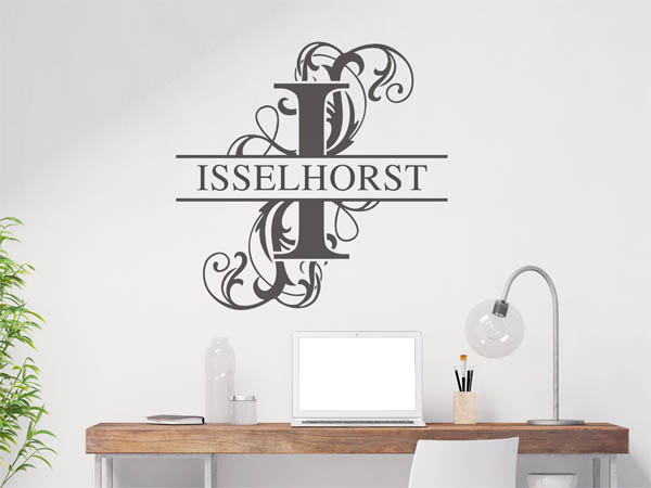 Wandtattoo verschnörkeltes I mit Isselhorst