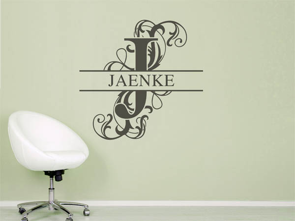 Wandtattoo verschnörkeltes J mit Jaenke