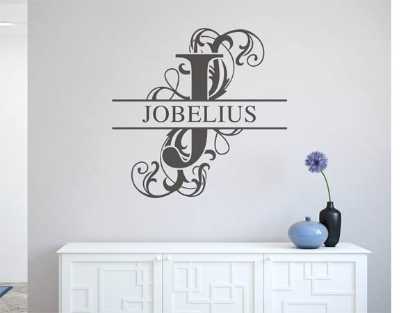 Wandtattoo verschnörkeltes J mit Jobelius