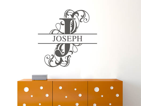 Wandtattoo verschnörkeltes J mit Joseph