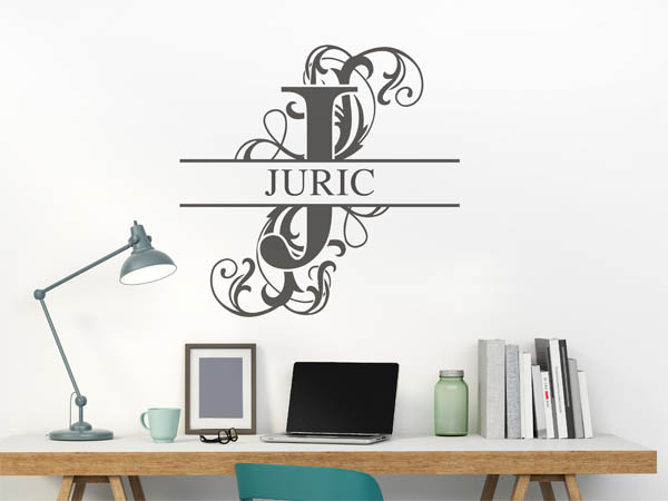 Wandtattoo verschnörkeltes J mit Juric