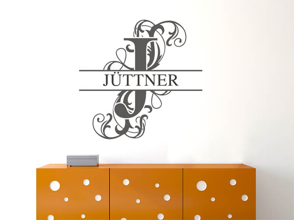 Wandtattoo verschnörkeltes J mit Jüttner