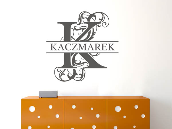 Wandtattoo verschnörkeltes K mit Kaczmarek