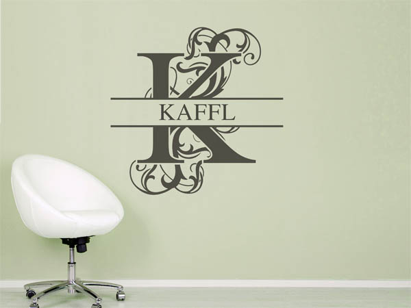Wandtattoo verschnörkeltes K mit Kaffl
