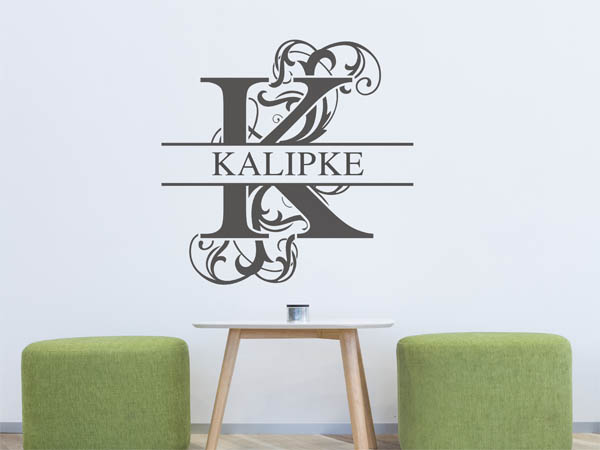 Wandtattoo verschnörkeltes K mit Kalipke