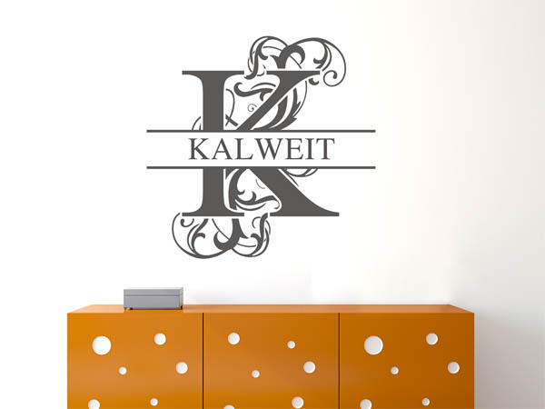 Wandtattoo verschnörkeltes K mit Kalweit