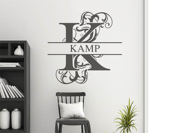 Wandtattoo verschnörkeltes K mit Kamp