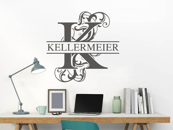 Wandtattoo verschnörkeltes K mit Kellermeier