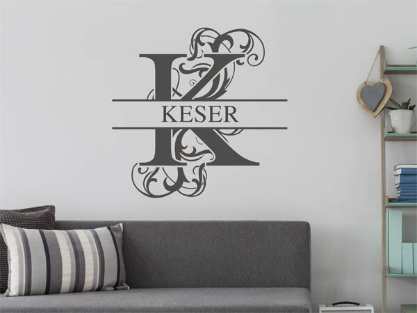Wandtattoo verschnörkeltes K mit Keser
