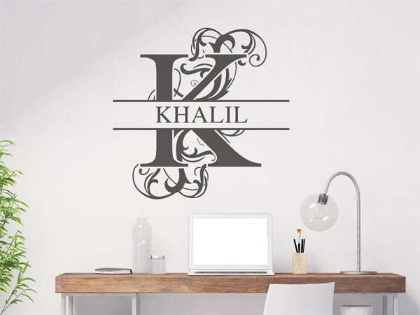 Wandtattoo verschnörkeltes K mit Khalil