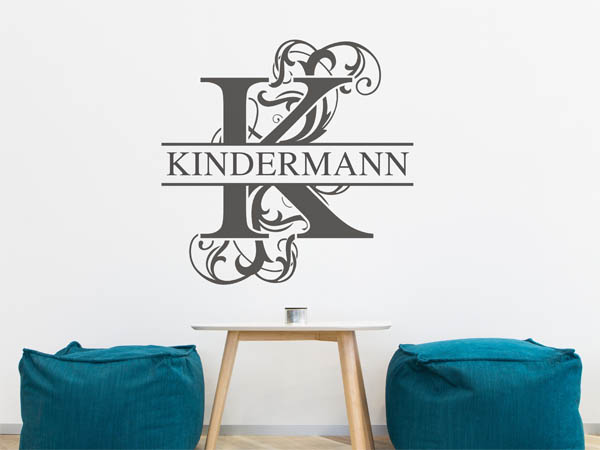 Wandtattoo verschnörkeltes K mit Kindermann