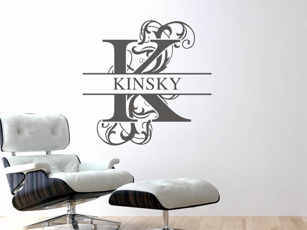 Wandtattoo verschnörkeltes K mit Kinsky