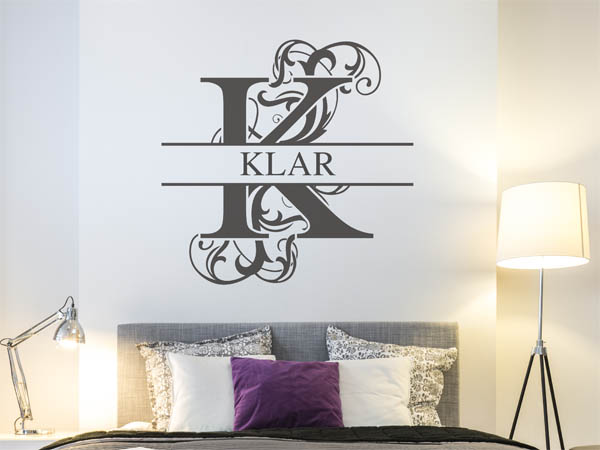 Wandtattoo verschnörkeltes K mit Klar