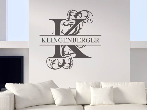 Wandtattoo verschnörkeltes K mit Klingenberger