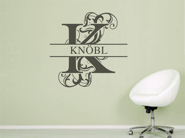 Wandtattoo verschnörkeltes K mit Knöbl