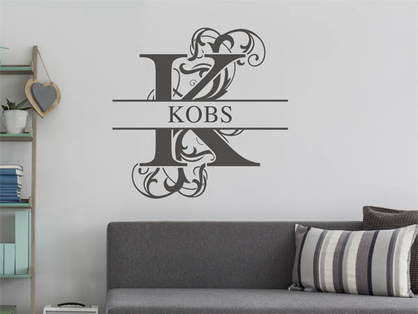 Wandtattoo verschnörkeltes K mit Kobs