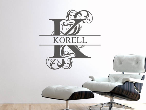 Wandtattoo verschnörkeltes K mit Korell