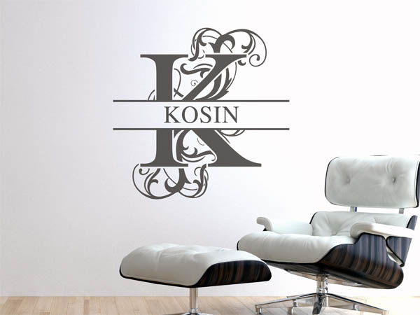 Wandtattoo verschnörkeltes K mit Kosin