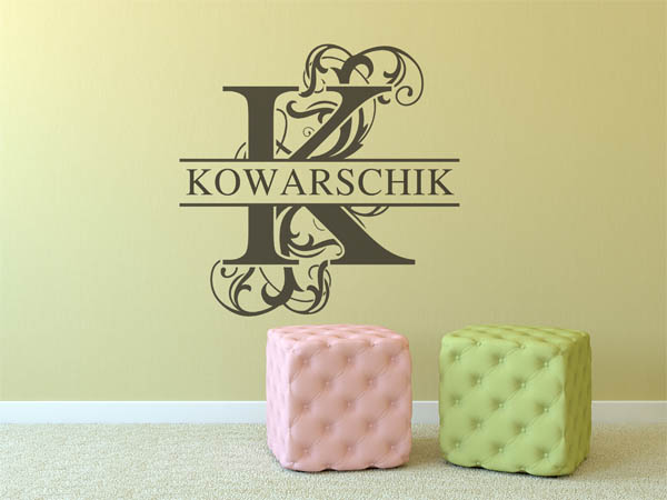 Wandtattoo verschnörkeltes K mit Kowarschik