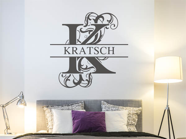Wandtattoo verschnörkeltes K mit Kratsch