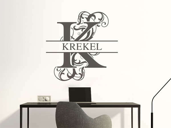 Wandtattoo verschnörkeltes K mit Krekel
