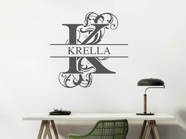 Wandtattoo verschnörkeltes K mit Krella