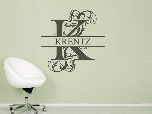 Wandtattoo verschnörkeltes K mit Krentz