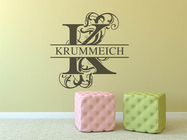Wandtattoo verschnörkeltes K mit Krummeich