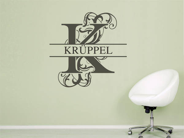 Wandtattoo verschnörkeltes K mit Krüppel
