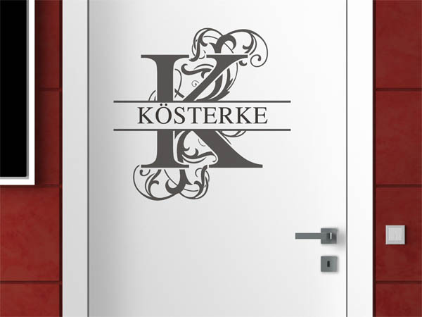 Wandtattoo verschnörkeltes K mit Kösterke