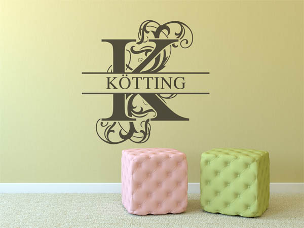 Wandtattoo verschnörkeltes K mit Kötting