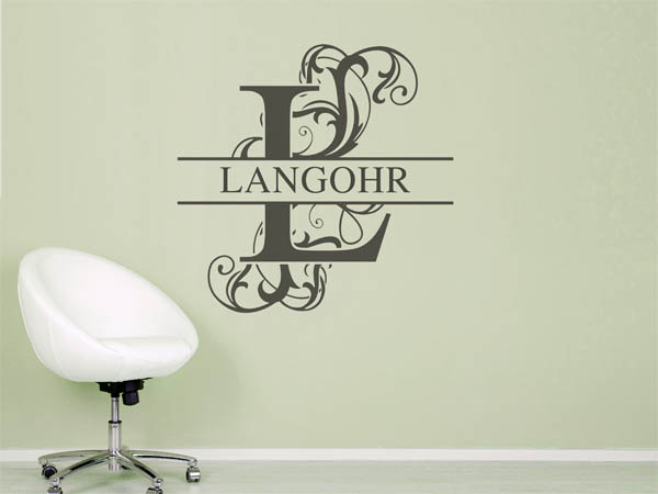 Wandtattoo verschnörkeltes L mit Langohr