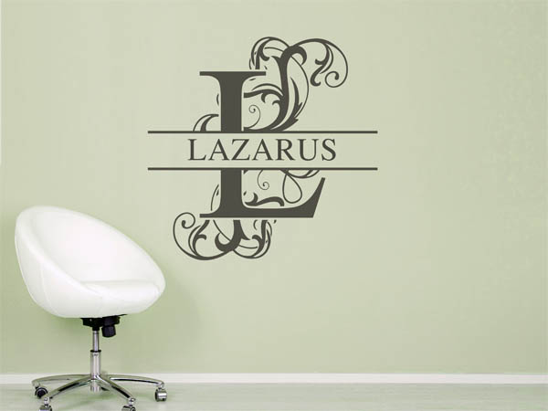 Wandtattoo verschnörkeltes L mit Lazarus