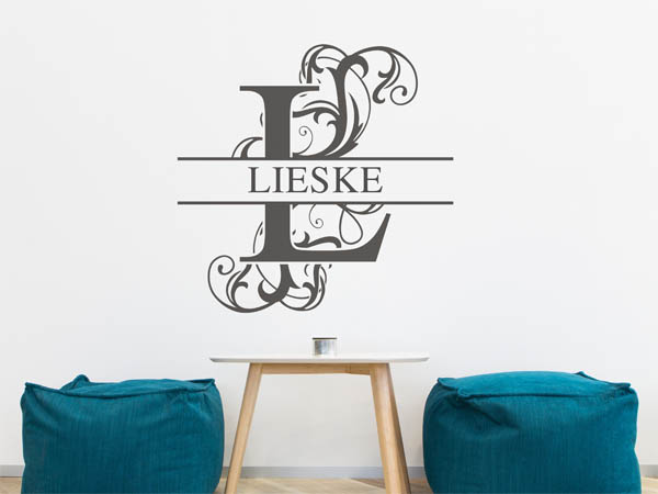Wandtattoo verschnörkeltes L mit Lieske