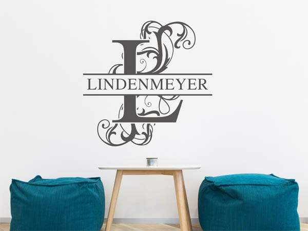 Wandtattoo verschnörkeltes L mit Lindenmeyer