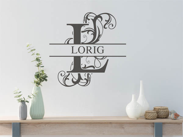 Wandtattoo verschnörkeltes L mit Lorig