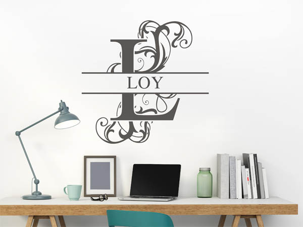 Wandtattoo verschnörkeltes L mit Loy