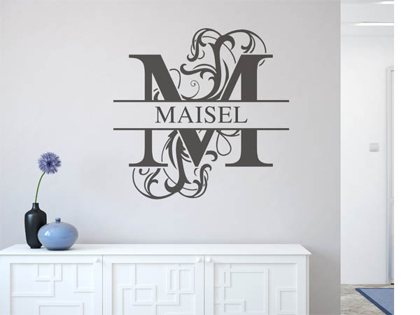 Wandtattoo verschnörkeltes M mit Maisel
