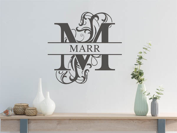 Wandtattoo verschnörkeltes M mit Marr