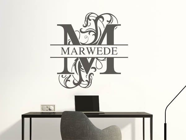Wandtattoo verschnörkeltes M mit Marwede