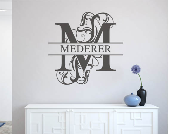 Wandtattoo verschnörkeltes M mit Mederer