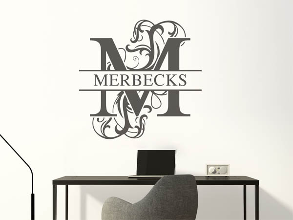 Wandtattoo verschnörkeltes M mit Merbecks