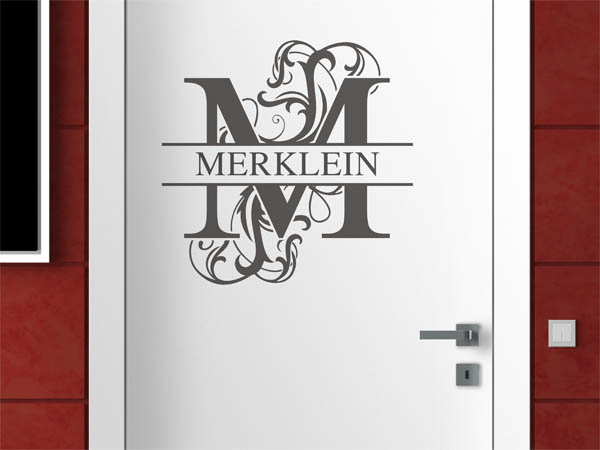 Wandtattoo verschnörkeltes M mit Merklein