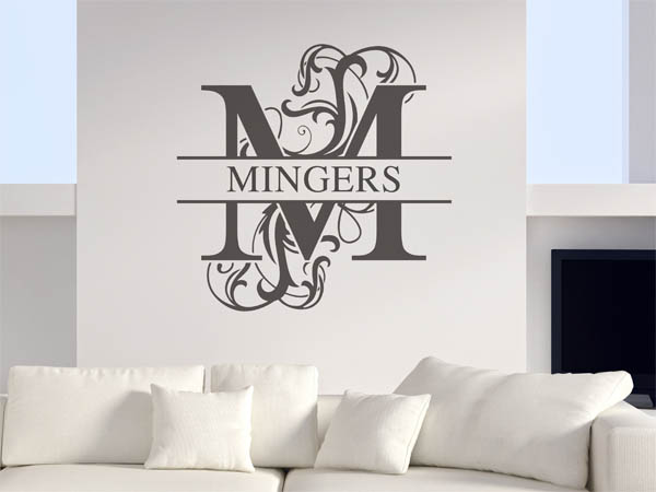 Wandtattoo verschnörkeltes M mit Mingers