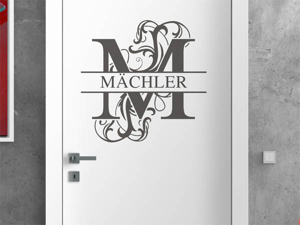 Wandtattoo verschnörkeltes M mit Mächler