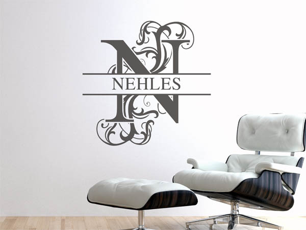 Wandtattoo verschnörkeltes N mit Nehles