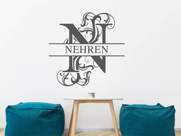 Wandtattoo verschnörkeltes N mit Nehren